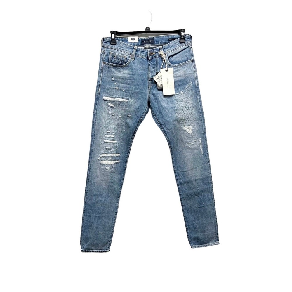 NWT Scotch & Soda Ralston‎ Distressed Slim Fit Denim Jeans Blue Men's Size 30/34